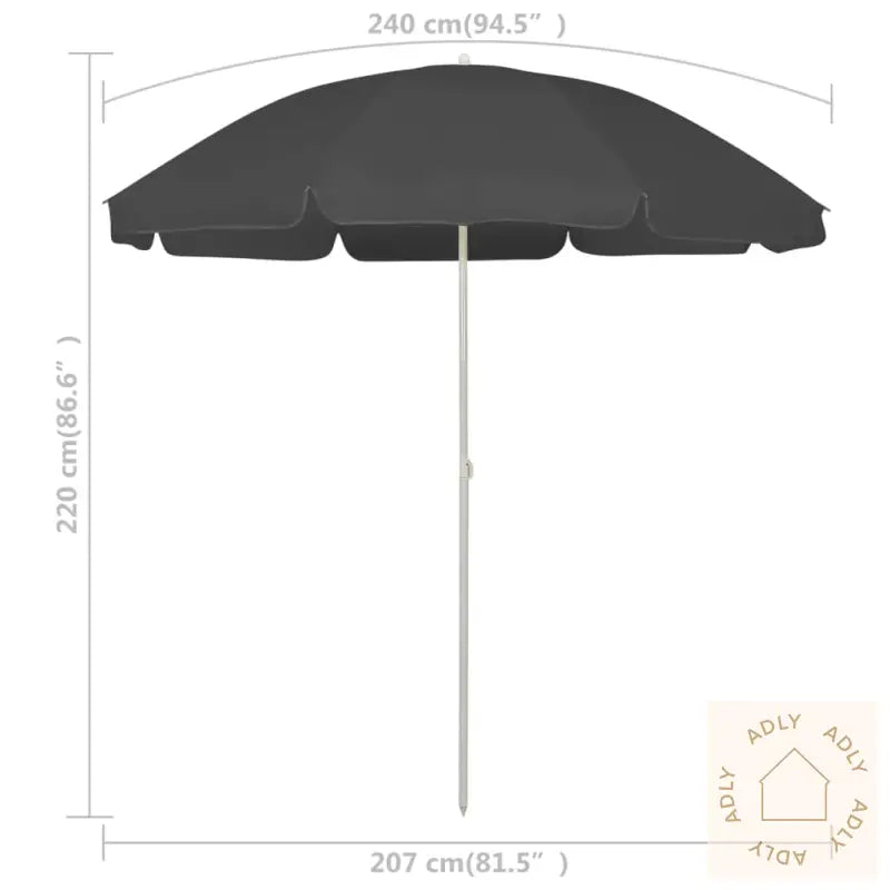 Strandparasoll Antrasitt 240 Cm