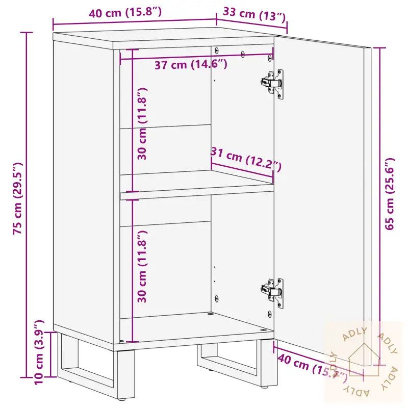 Sidebord 40X33.5X75 Cm Massivt Mangotre