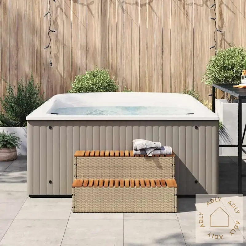 Badestamp Trinn Beige 100X50X50,5 Cm Polyrotting&Heltre Akasie