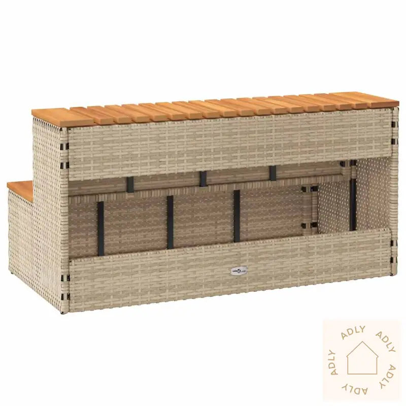 Badestamp Trinn Beige 100X50X50,5 Cm Polyrotting&Heltre Akasie