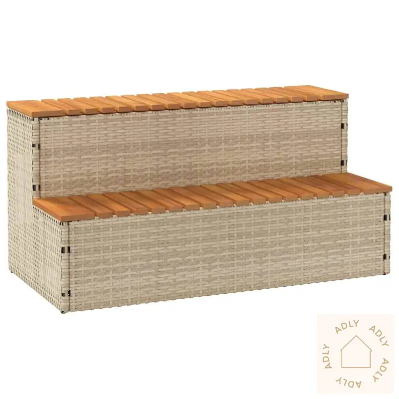 Badestamp Trinn Beige 100X50X50,5 Cm Polyrotting&Heltre Akasie