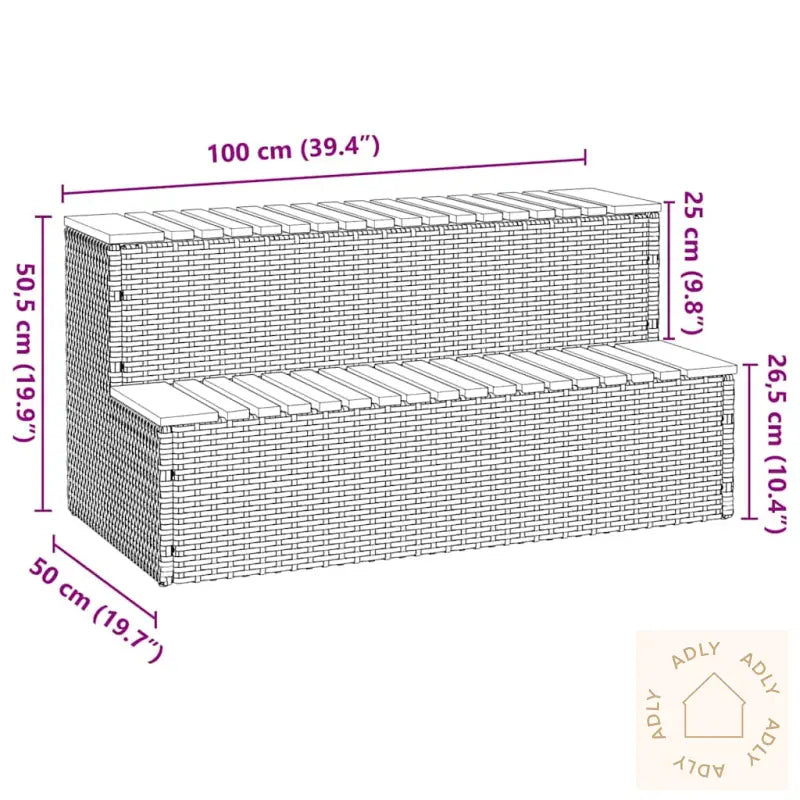 Badestamp Trinn Beige 100X50X50,5 Cm Polyrotting&Heltre Akasie