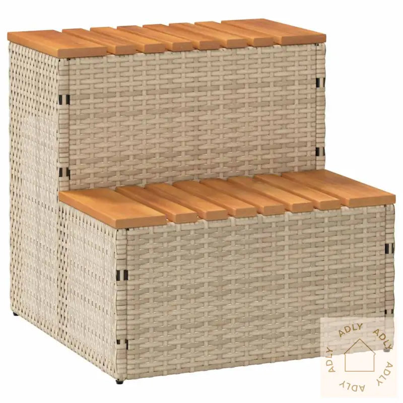 Badestamp Trinn Beige 50X50X50,5 Cm Polyrotting&Heltre Akasie