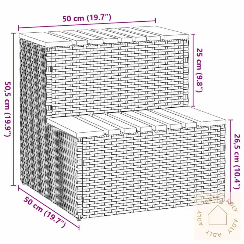 Badestamp Trinn Beige 50X50X50,5 Cm Polyrotting&Heltre Akasie