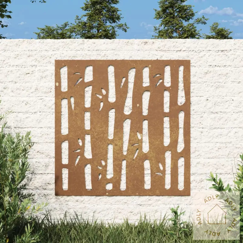 Veggdekorasjon Til Hage 55X55 Cm Cortenstål Bambusdesign