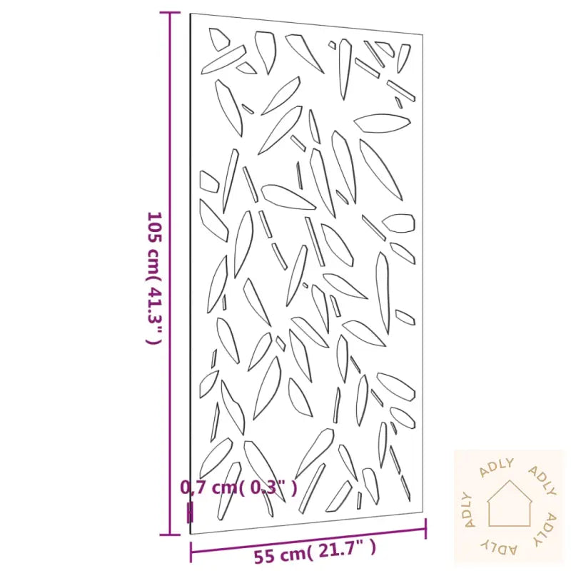 Veggdekorasjon Til Hage 105X55 Cm Cortenstål Bambusbladdesign