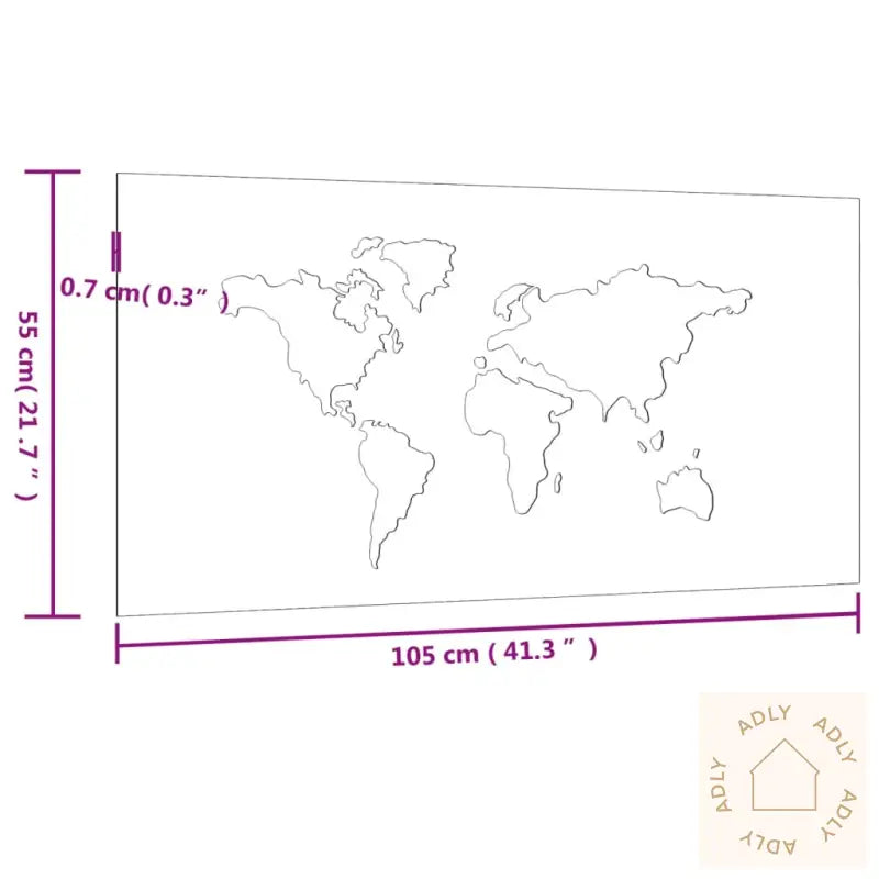 Veggdekorasjon Til Hage 105X55 Cm Cortenstål Verdenskart-Design