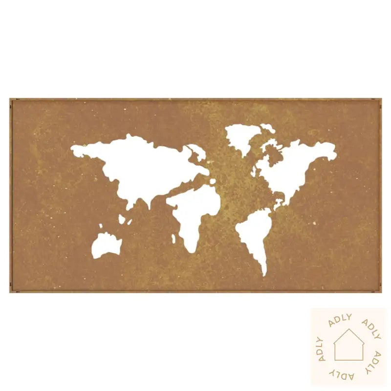 Veggdekorasjon Til Hage 105X55 Cm Cortenstål Verdenskart-Design