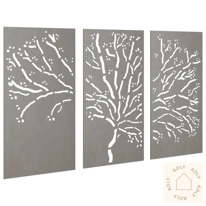 Veggdekorasjoner Til Hage 3 Stk 105X55 Cm Cortenstål Tredesign