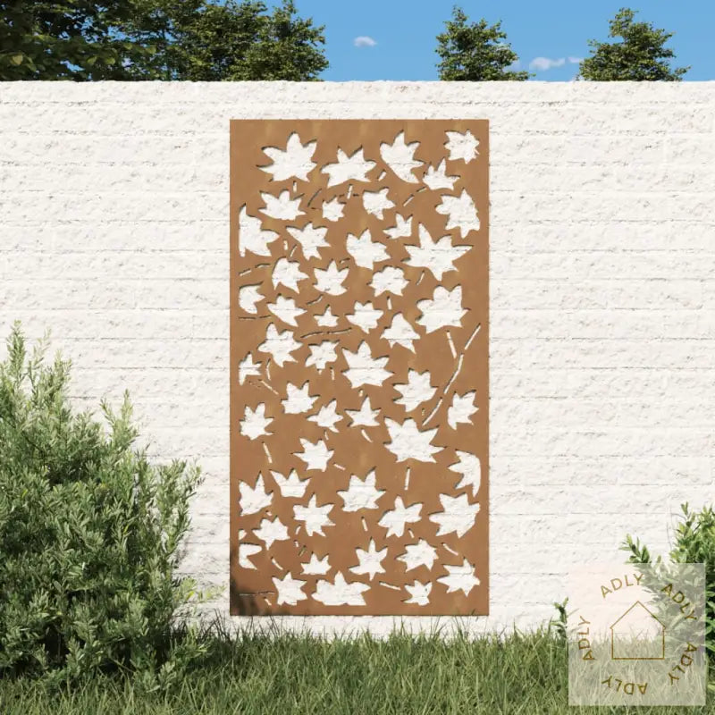 Veggdekorasjon Til Hage 105X55 Cm Cortenstål Lønnebladdesign