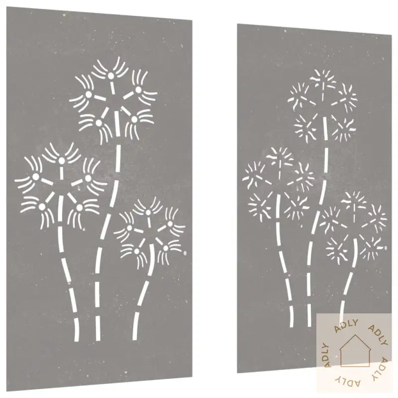 Veggdekorasjoner Hage 2 Stk 105X55 Cm Cortenstål Blomsterdesign
