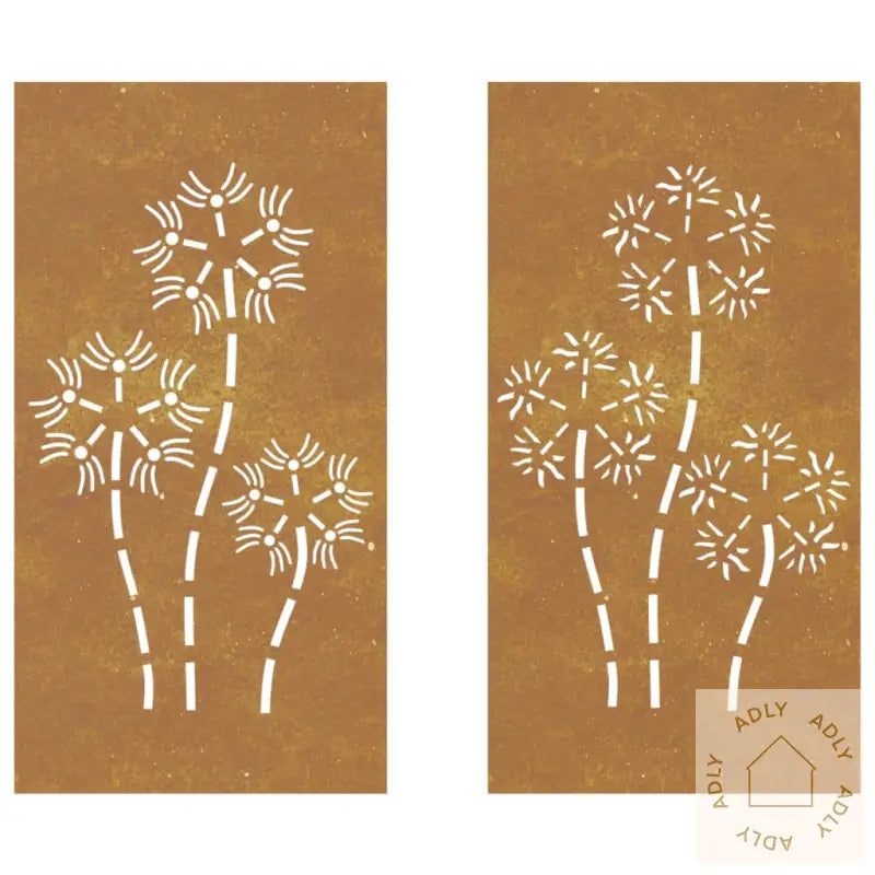 Veggdekorasjoner Hage 2 Stk 105X55 Cm Cortenstål Blomsterdesign