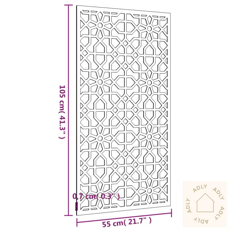Veggdekorasjon Til Hage 105X55 Cm Cortenstål Maurisk Design