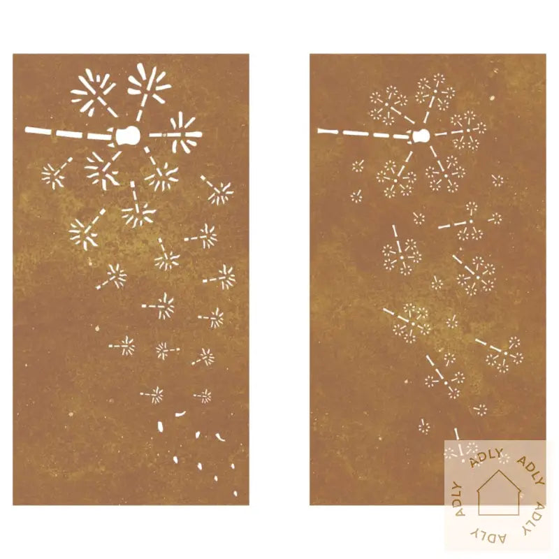 Veggdekorasjoner Hage 2 Stk 105X55 Cm Cortenstål Blomsterdesign