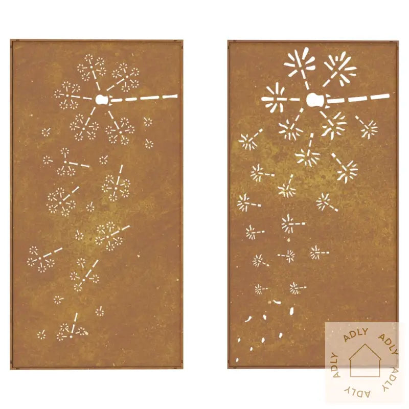 Veggdekorasjoner Hage 2 Stk 105X55 Cm Cortenstål Blomsterdesign