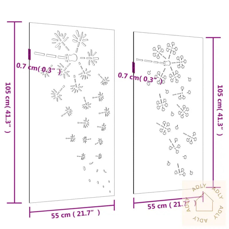 Veggdekorasjoner Hage 2 Stk 105X55 Cm Cortenstål Blomsterdesign