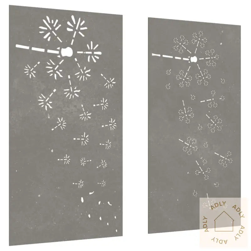 Veggdekorasjoner Hage 2 Stk 105X55 Cm Cortenstål Blomsterdesign
