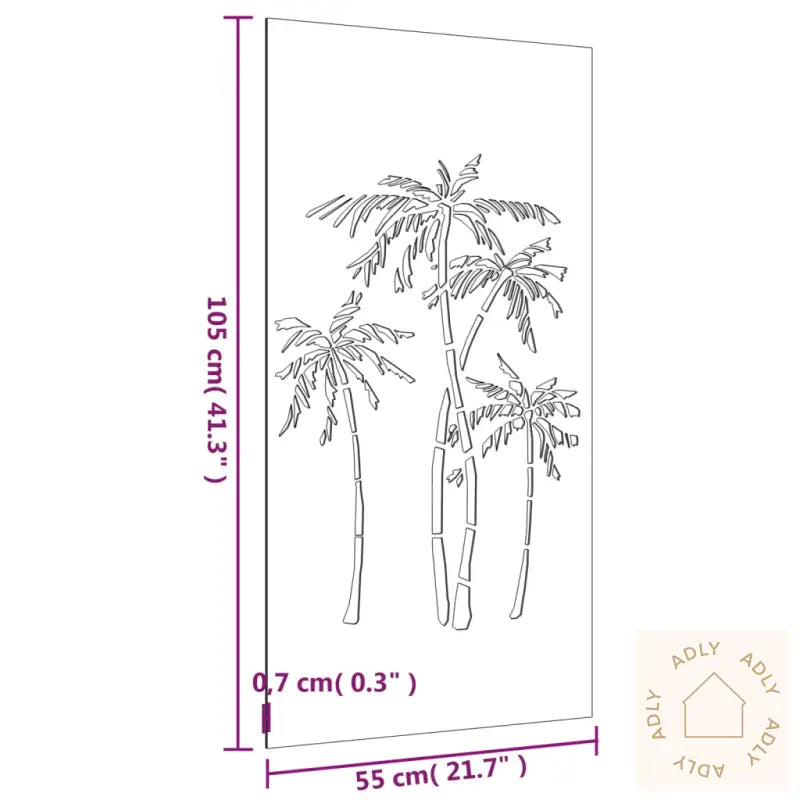 Veggdekorasjon Til Hage 105X55 Cm Cortenstål Palmetre-Design