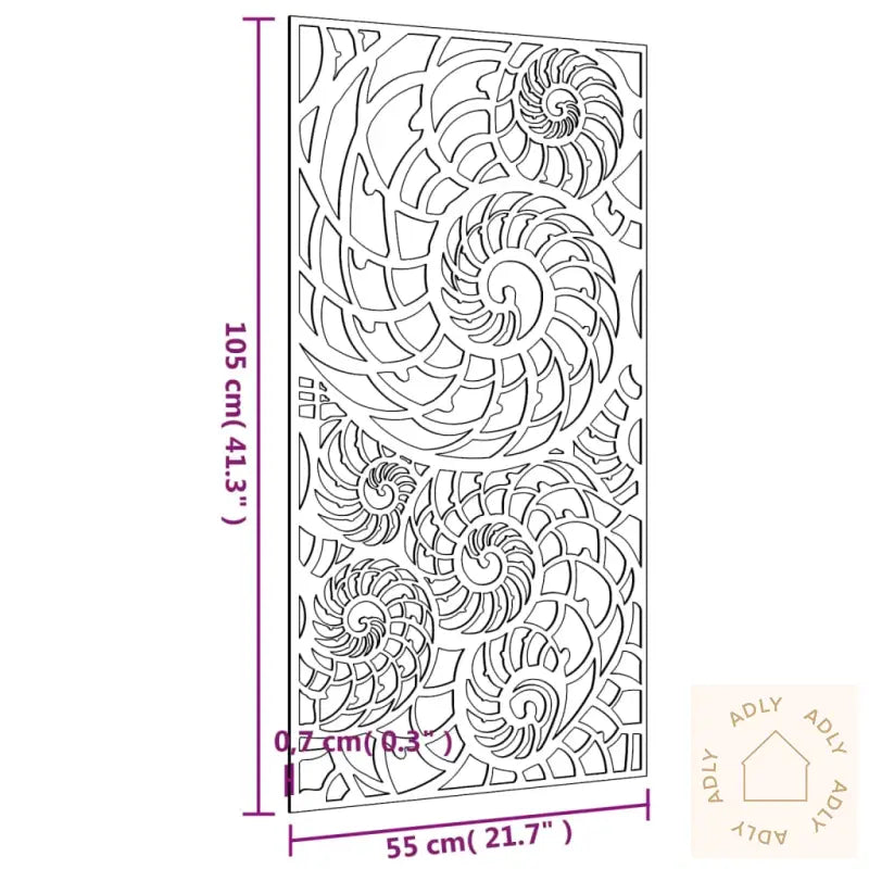 Veggdekorasjon Til Hage 105X55 Cm Cortenstål Skalldesign