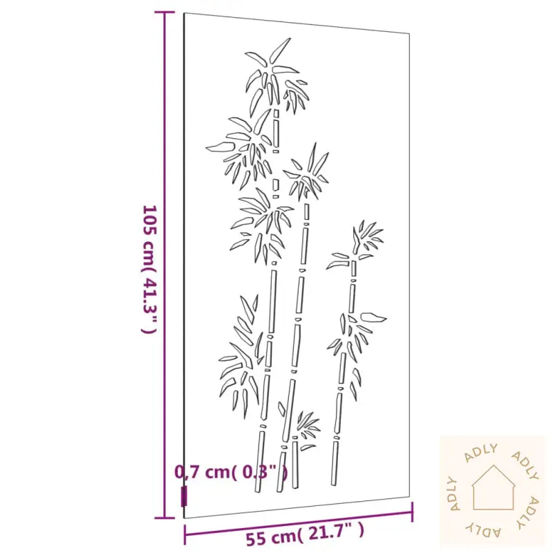 Veggdekorasjon Til Hage 105X55 Cm Cortenstål Bambusdesign
