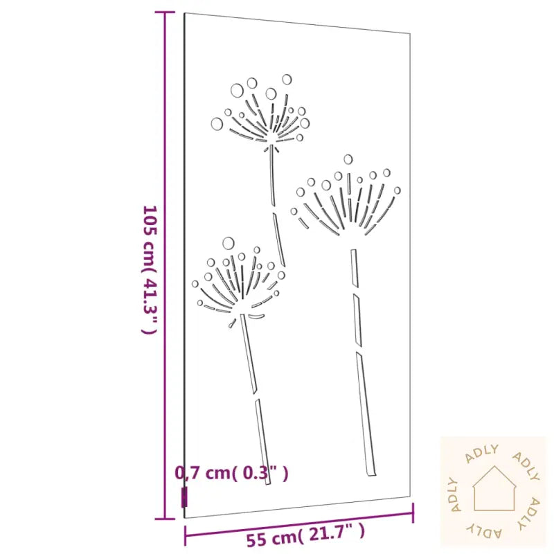 Veggdekorasjon Til Hage 105X55 Cm Cortenstål Blomsterdesign
