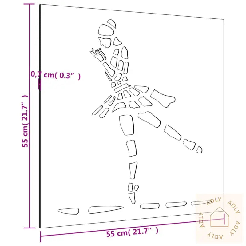 Veggdekorasjon Til Hage 55X55 Cm Cortenstål Ballerinadesign