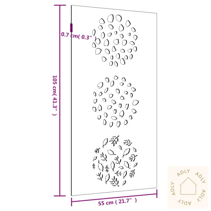 Veggdekorasjon Til Hage 105X55 Cm Cortenstål Bladdesign