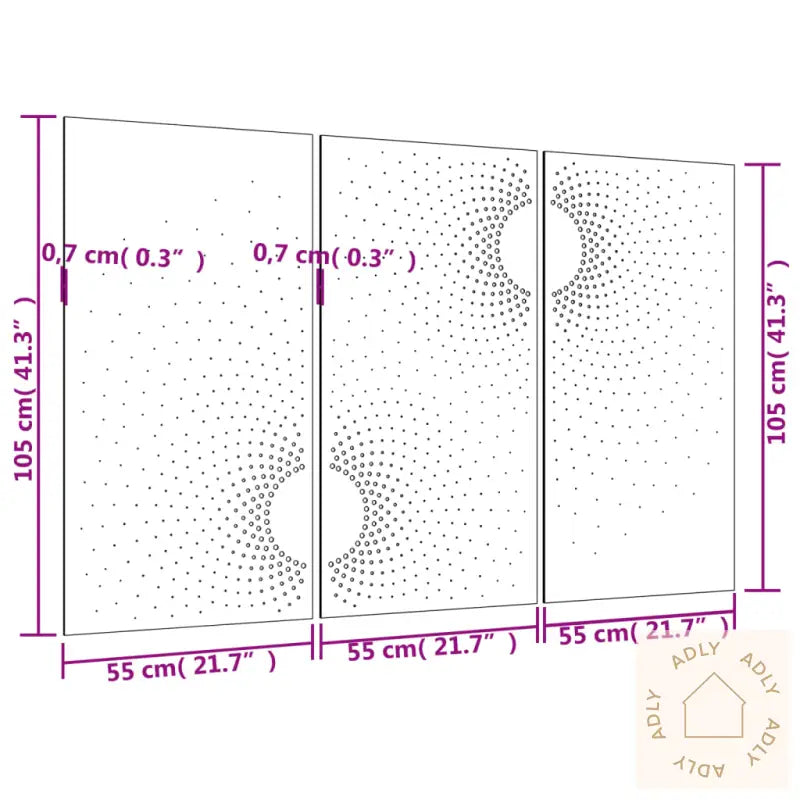 Veggdekorasjoner Til Hage 3 Stk 105X55 Cm Cortenstål Soldesign