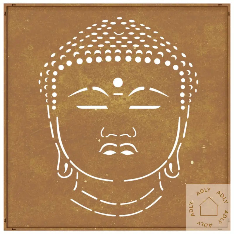 Veggdekorasjon Til Hage 55X55 Cm Cortenstål Buddha-Design