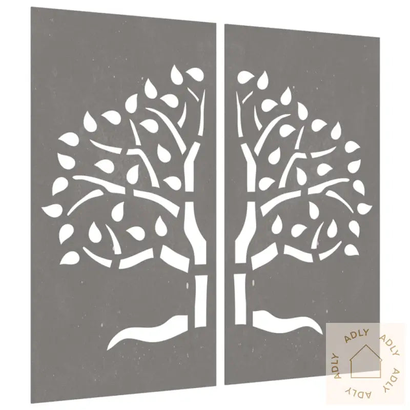 Veggdekorasjoner Til Hage 2 Stk 105X55 Cm Cortenstål Tredesign