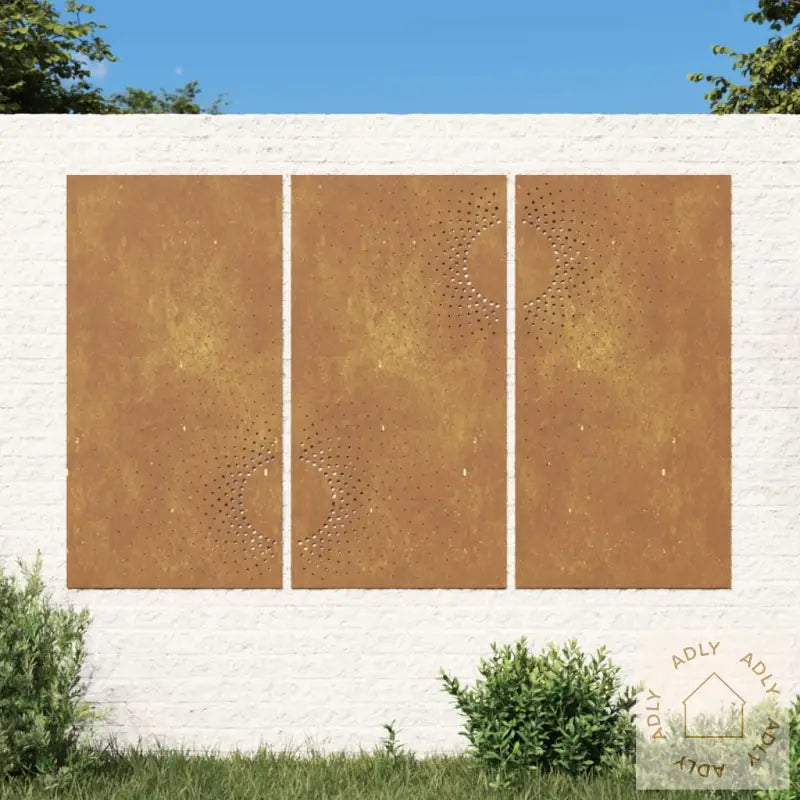 Veggdekorasjoner Til Hage 3 Stk 105X55 Cm Cortenstål Soldesign
