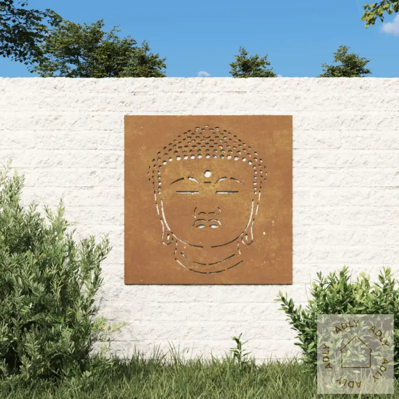 Veggdekorasjon Til Hage 55X55 Cm Cortenstål Buddha-Design