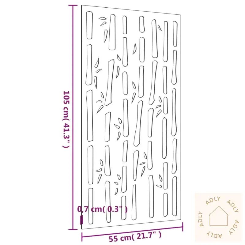 Veggdekorasjon Til Hage 105X55 Cm Cortenstål Bambusdesign