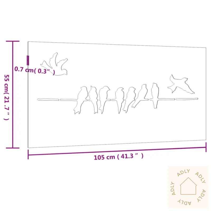 Veggdekorasjon Til Hage 105X55 Cm Cortenstål Fugldesign