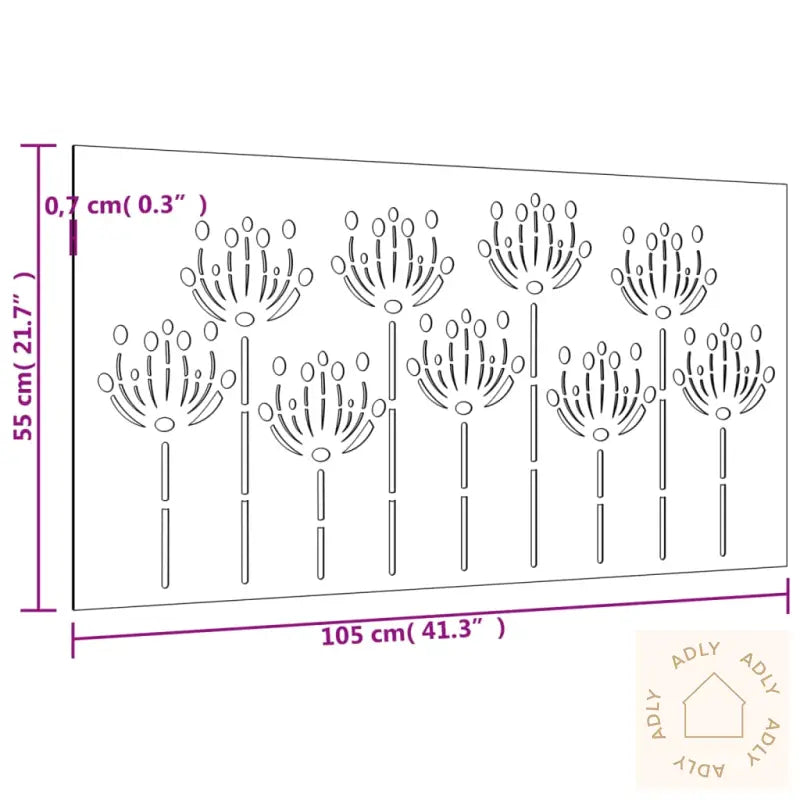 Veggdekorasjon Til Hage 105X55 Cm Cortenstål Blomsterdesign