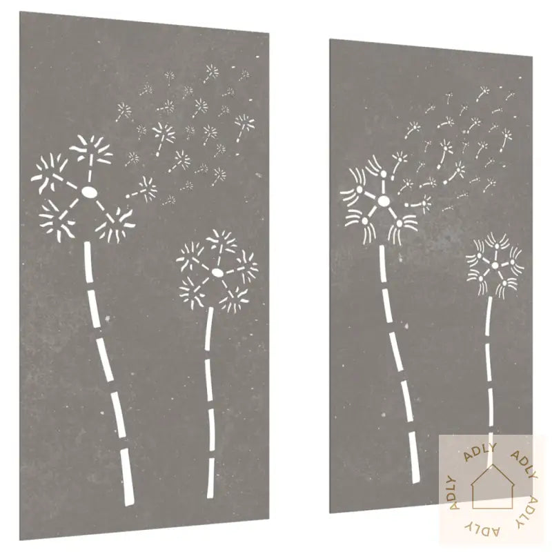 Veggdekorasjoner Hage 2 Stk 105X55 Cm Cortenstål Blomsterdesign