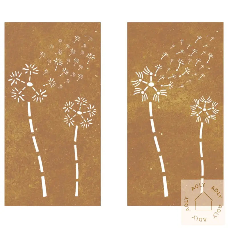 Veggdekorasjoner Hage 2 Stk 105X55 Cm Cortenstål Blomsterdesign