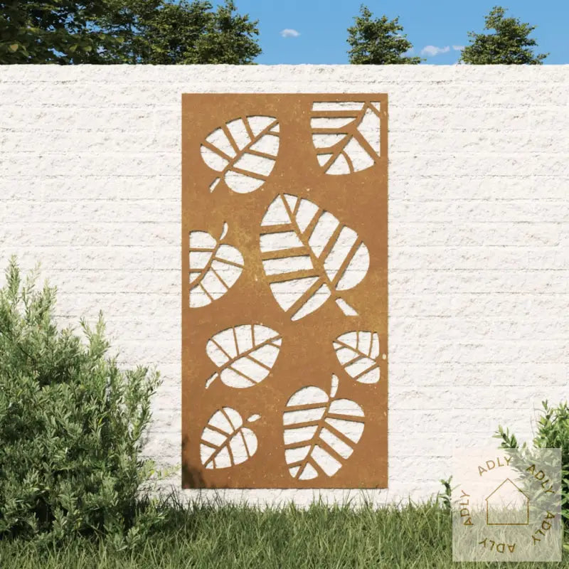 Veggdekorasjon Til Hage 105X55 Cm Cortenstål Bladdesign