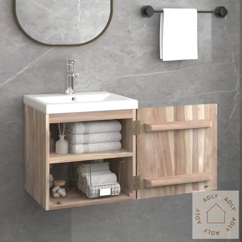 Veggmontert Baderomsskap 41X38X40 Cm Heltre Teak
