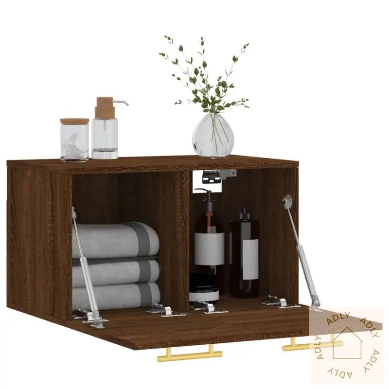 Veggskap Brun Eik 60X36,5X35 Cm Konstruert Tre