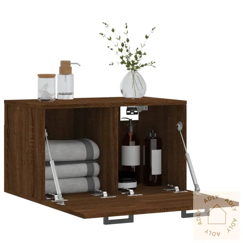 Veggskap Brun Eik 60X36,5X35 Cm Konstruert Tre