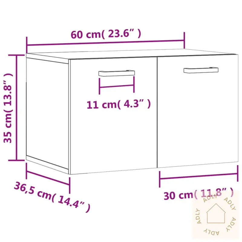 Veggskap Brun Eik 60X36,5X35 Cm Konstruert Tre