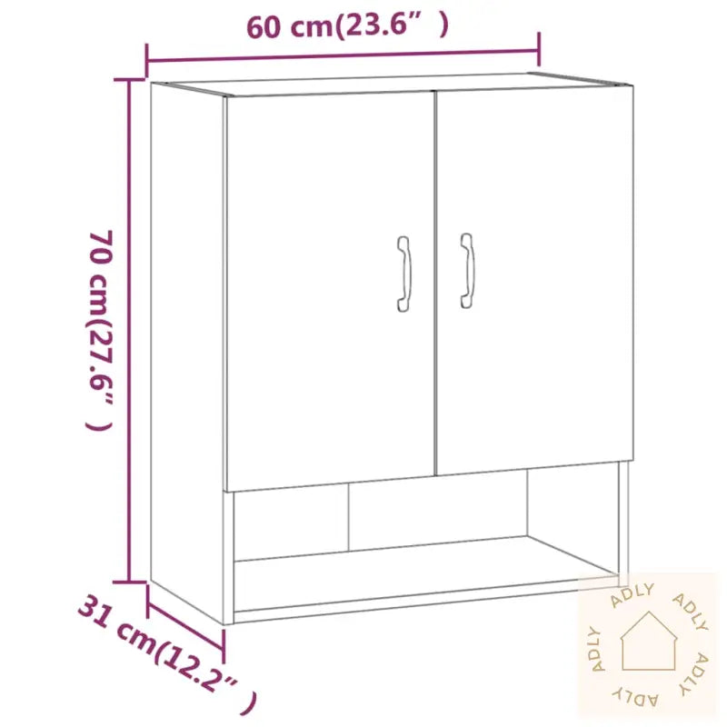 Veggskap Betonggrå 60X31X70 Cm Konstruert Tre