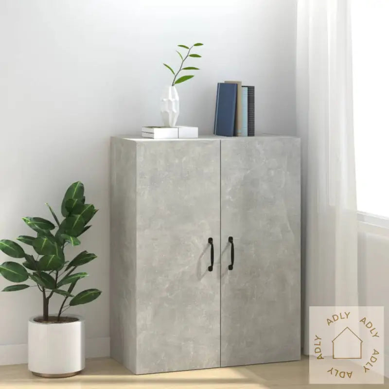 Veggskap Betonggrå 69,5X34X90 Cm Konstruert Tre
