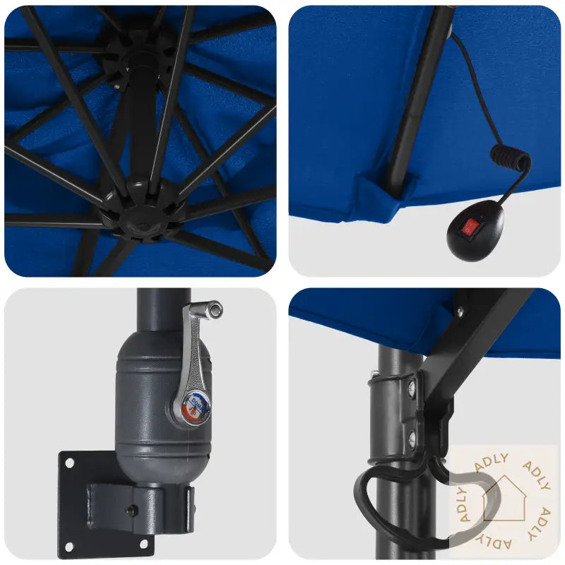 Veggmontert Hageparasol Med Led-Er Azure Blå 248 Cm
