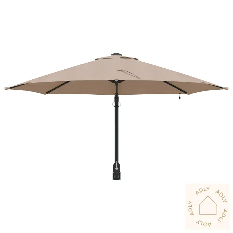 Veggmontert Hageparasol Med Led-Lamper Taupe 248 Cm