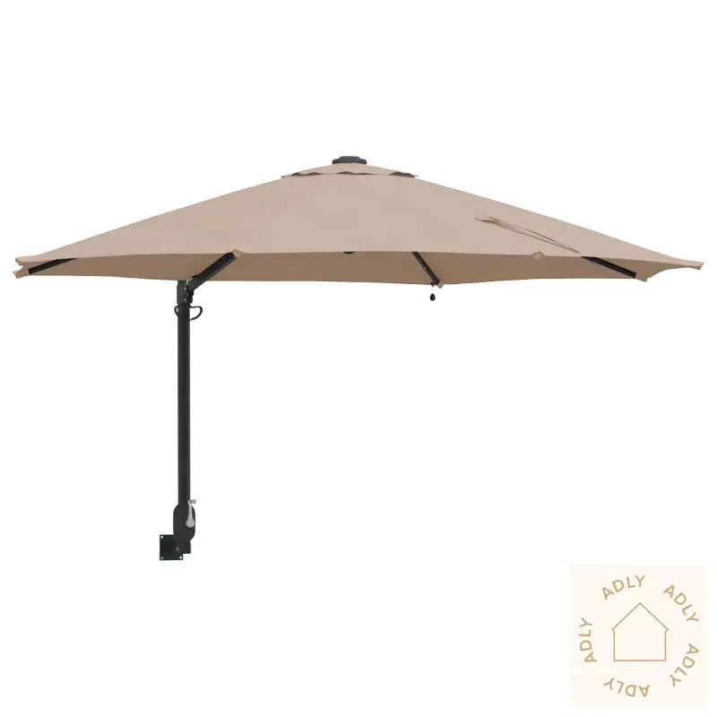 Veggmontert Hageparasol Med Led-Lamper Taupe 248 Cm