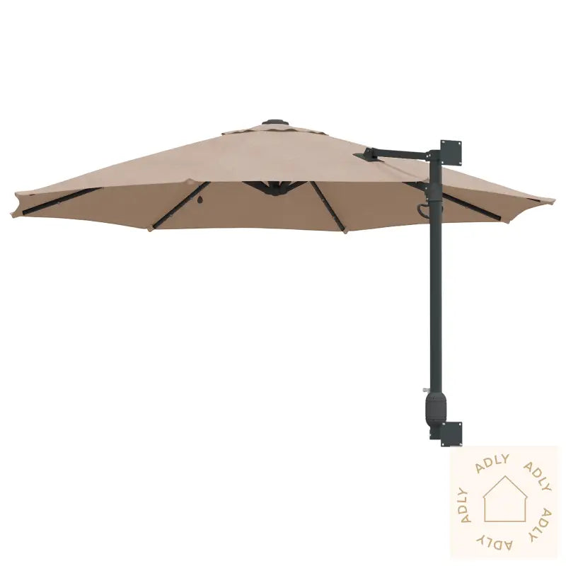 Veggmontert Hageparasol Med Led-Lamper Taupe 248 Cm