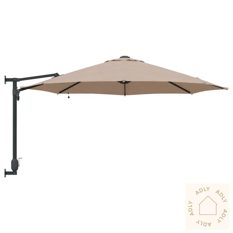 Veggmontert Hageparasol Med Led-Lamper Taupe 248 Cm