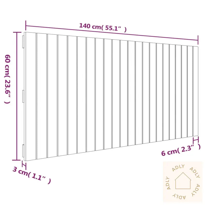 Veggmontert Sengegavl Hvit 140X3X60 Cm Heltre Furu